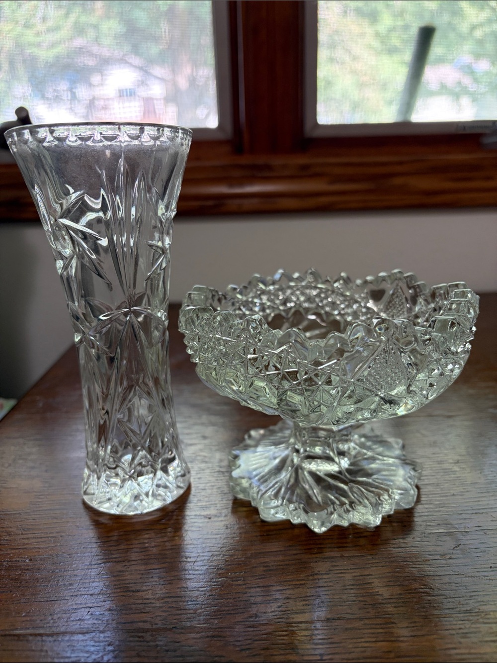 Clear Glass Footed Bowl and Vase - Elegant Home Accent